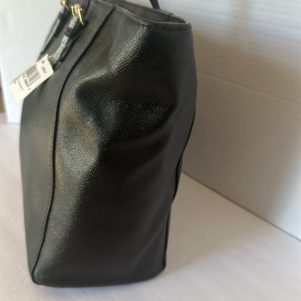 NWT Coach Turnlock Tote Black Crossgrain Leather Large Shoulder Bag Purse - Picture 6 of 12